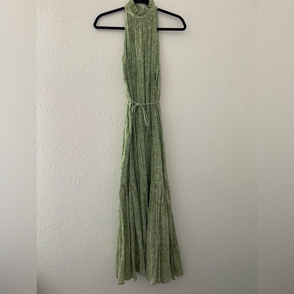 Cleobella Green Pleated Tiered Sundress